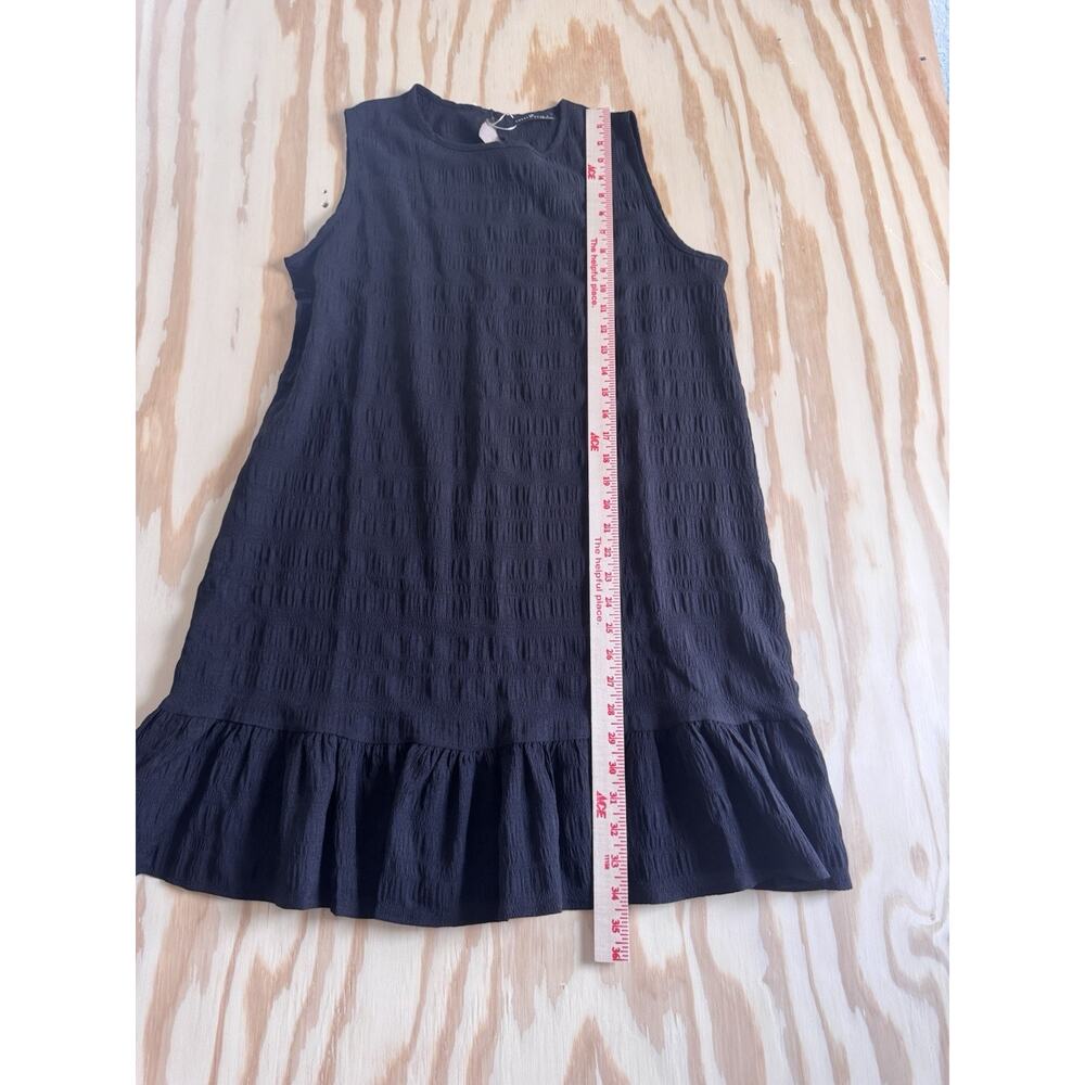 Emery Rose Black Sleeveless Textured Ruffle Hem Dress Size L Shift Boho - Picture 5 of 9